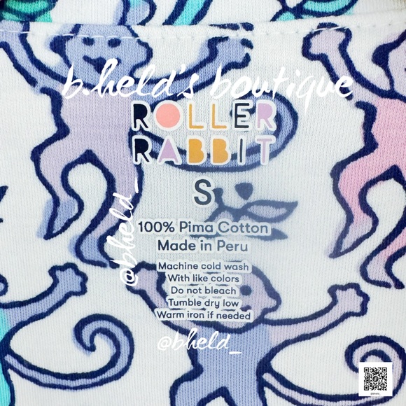 Roller Rabbit Disco Monkey Polo Pajamas in Mermaid Size Small S Brand New NWT - Picture 9 of 14